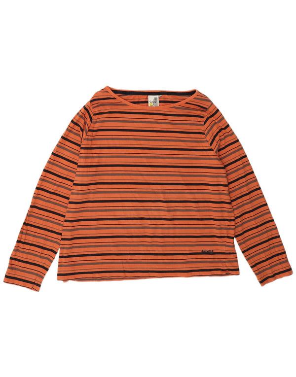 Top da donna a maniche lunghe Weird Fish UK 22 3XL Cotone a righe arancioni