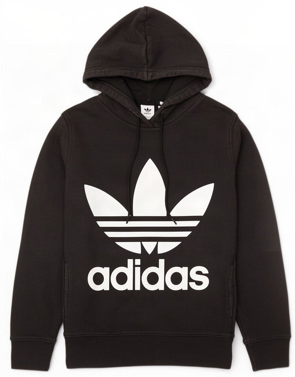Felpa con cappuccio oversize grafica da donna Adidas UK 10 piccola in cotone nero