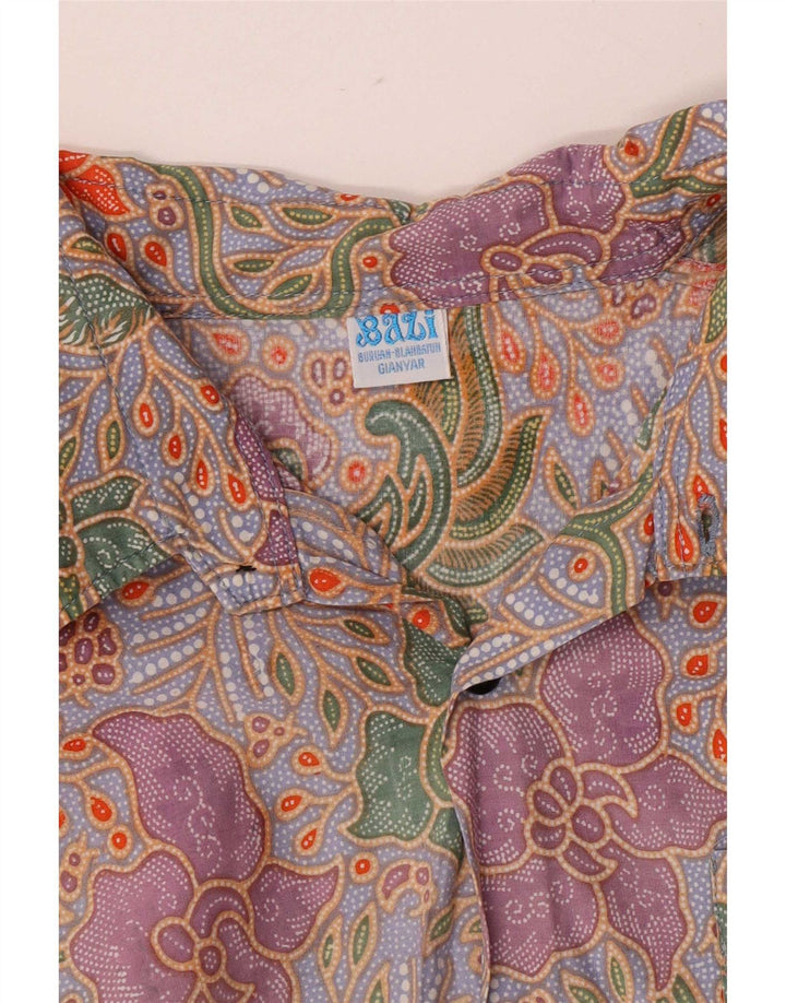 Camicia vintage da uomo a maniche corte in rayon paisley multicolore medio