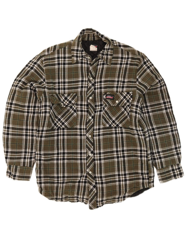 Dickies Camicia da uomo in flanella da boscaiolo, piccolo cotone a quadri kaki