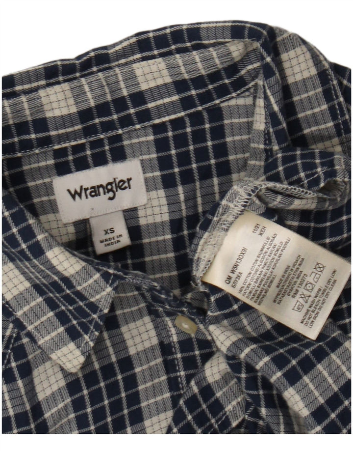 Camicia in flanella da donna Wrangler XS in cotone a quadri blu navy