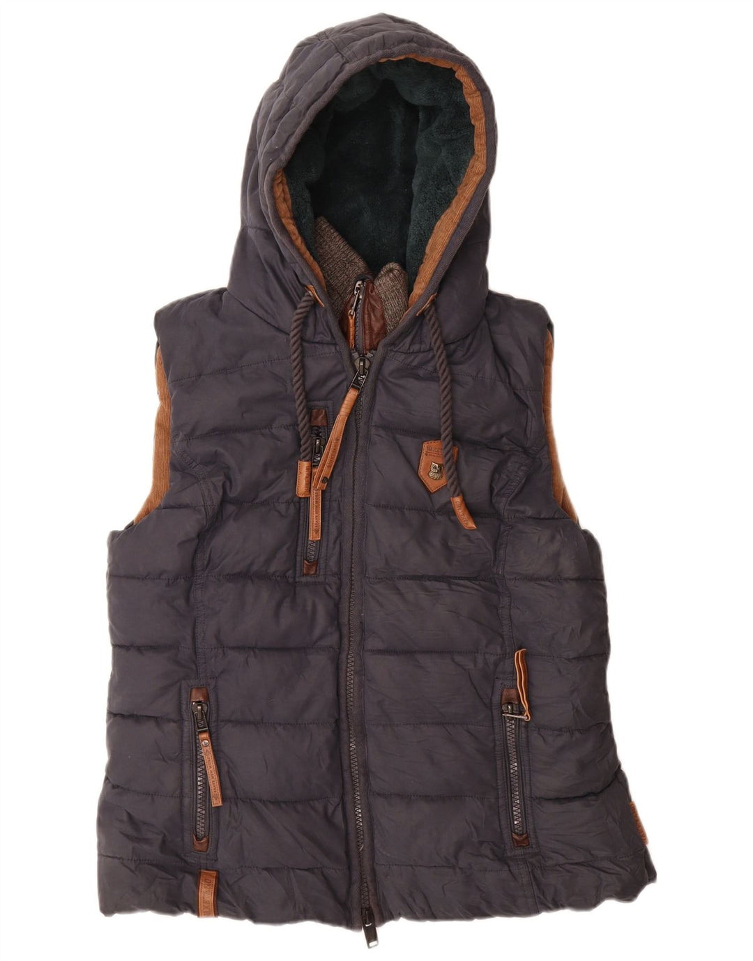 Gilet imbottito con cappuccio da donna NAKETANO UK 18 XL poliestere blu navy