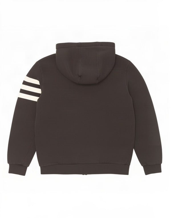 Felpa con cappuccio e zip grafica Adidas da uomo a tre strisce in cotone nero medio