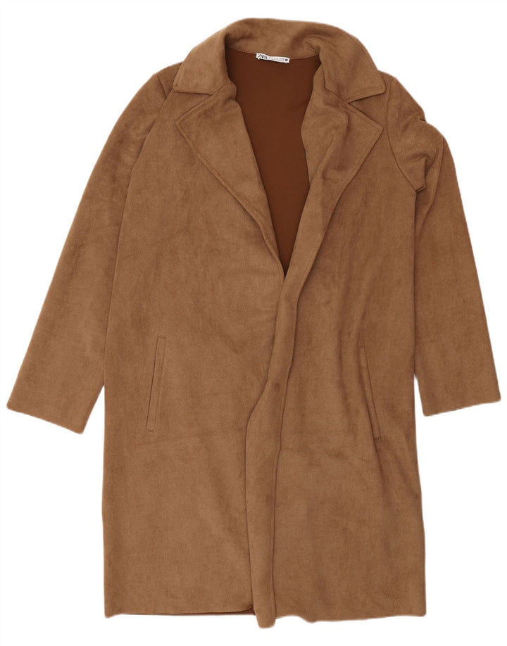 Soprabito aperto oversize da donna Zara UK 10 piccolo poliestere marrone
