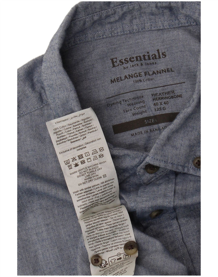 Jack & Jones Camicia da uomo in flanella di cotone a spina di pesce blu grande
