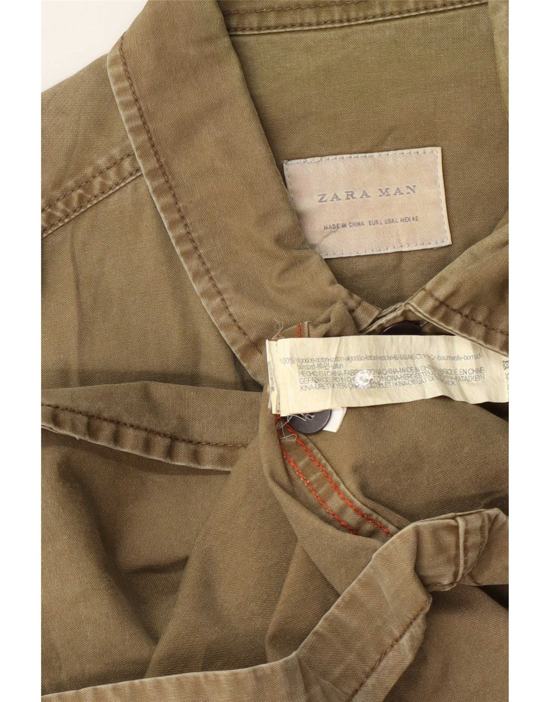 Camicia militare oversize da uomo Zara grande in cotone kaki