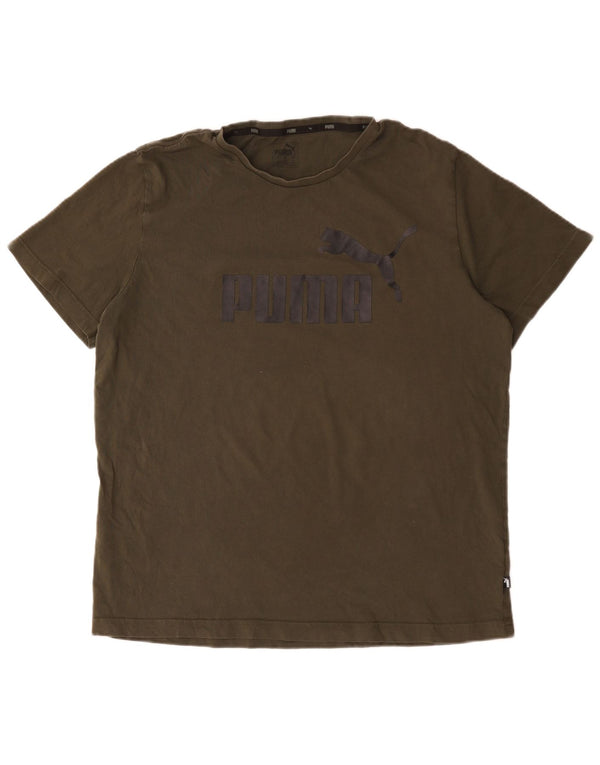 T-shirt grafica da uomo Puma Top XL in cotone kaki