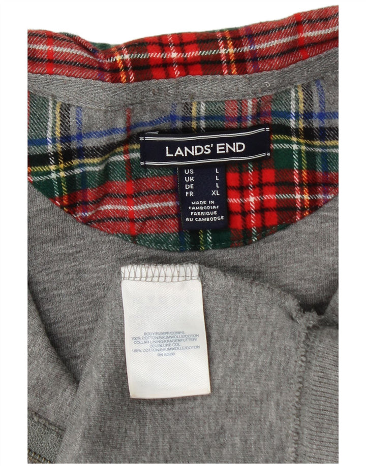 Maglione da uomo con collo con zip Lands End, grande cotone grigio