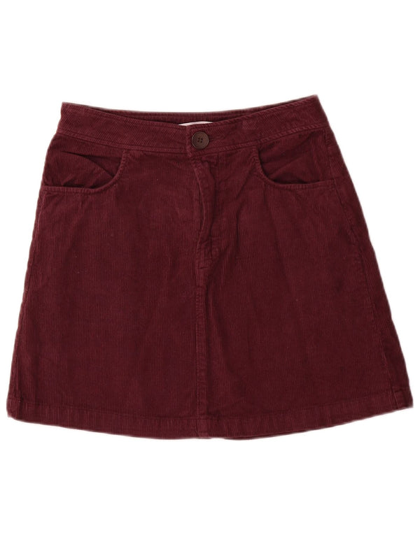 Gonna mini in velluto a coste da donna Zara piccola W26 in cotone bordeaux