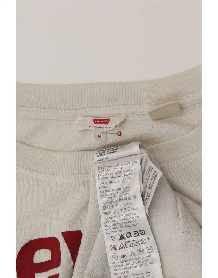 Levi's Felpa con grafica da donna UK 14 Cotone bianco medio