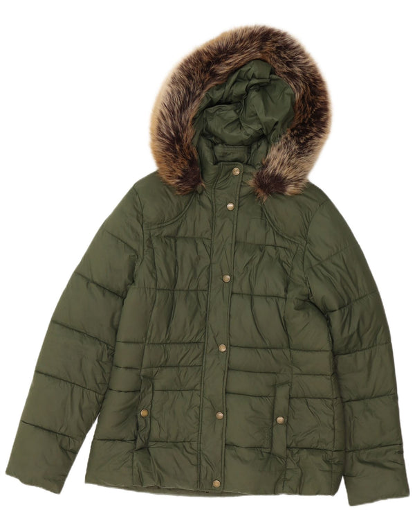Giacca imbottita con cappuccio da donna Barbour UK 12 poliestere verde medio