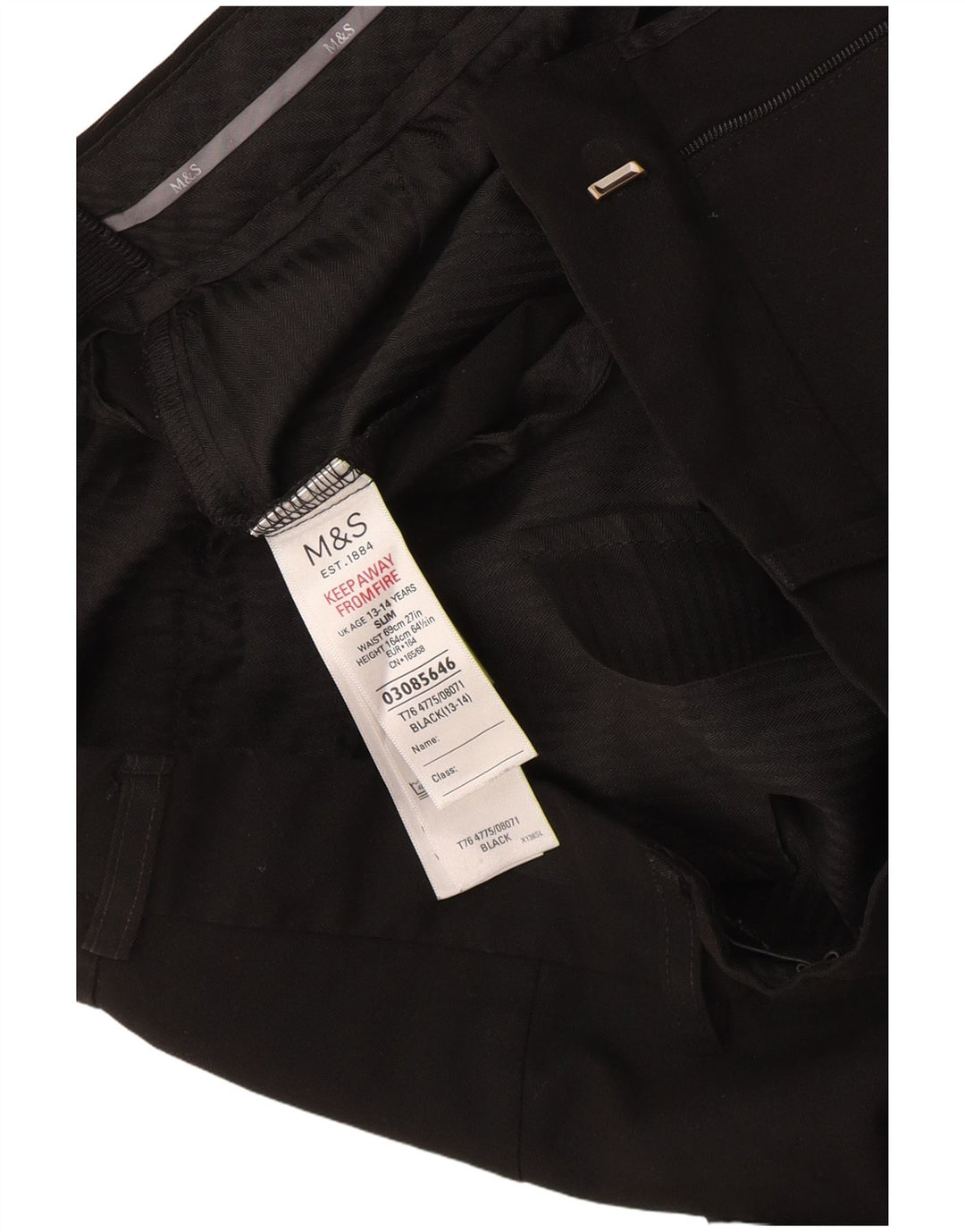 Pantaloni da abito slim Marks & Spencer da ragazzo 13-14 anni W30 L30 poliestere nero