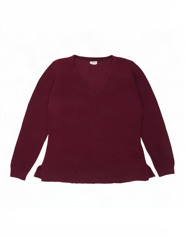 Maglione maglione con scollo a V da uomo Fat Face UK 14 Grande cotone bordeaux