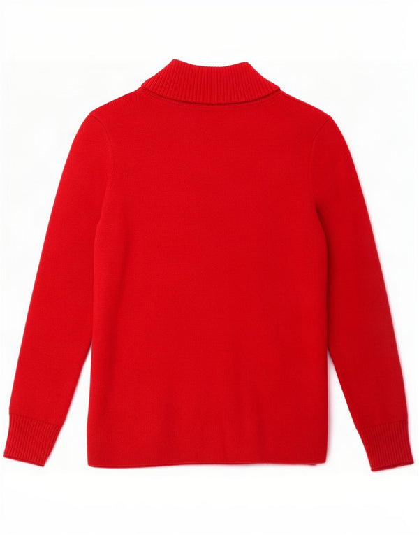 Maglione da donna con scollo a V Eddie Bauer UK 14 grande cotone rosso