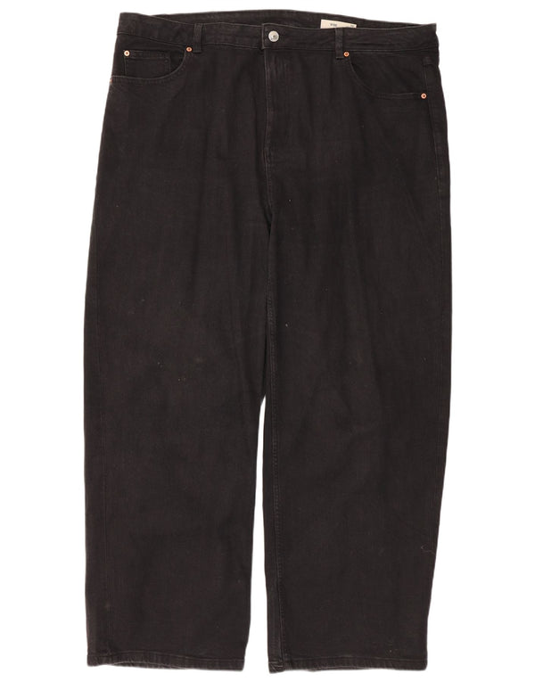 Jeans a gamba larga da donna Marks & Spencer UK 22 3XL W42 L29 Cotone nero