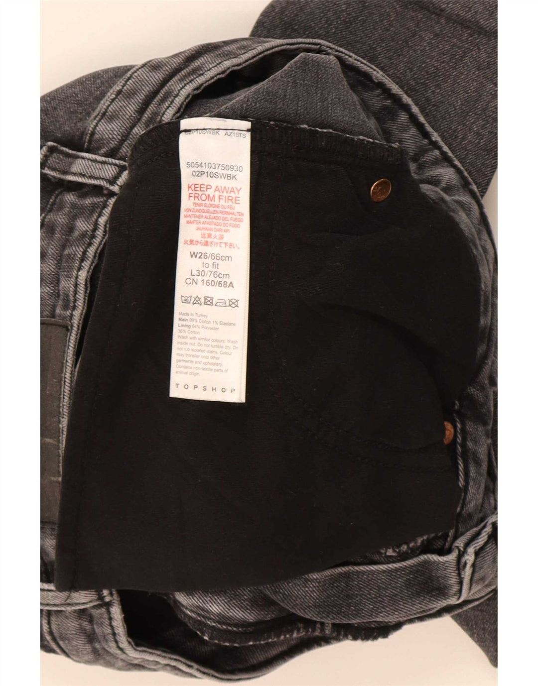 Jeans slim da donna Topshop W26 L30 cotone grigio