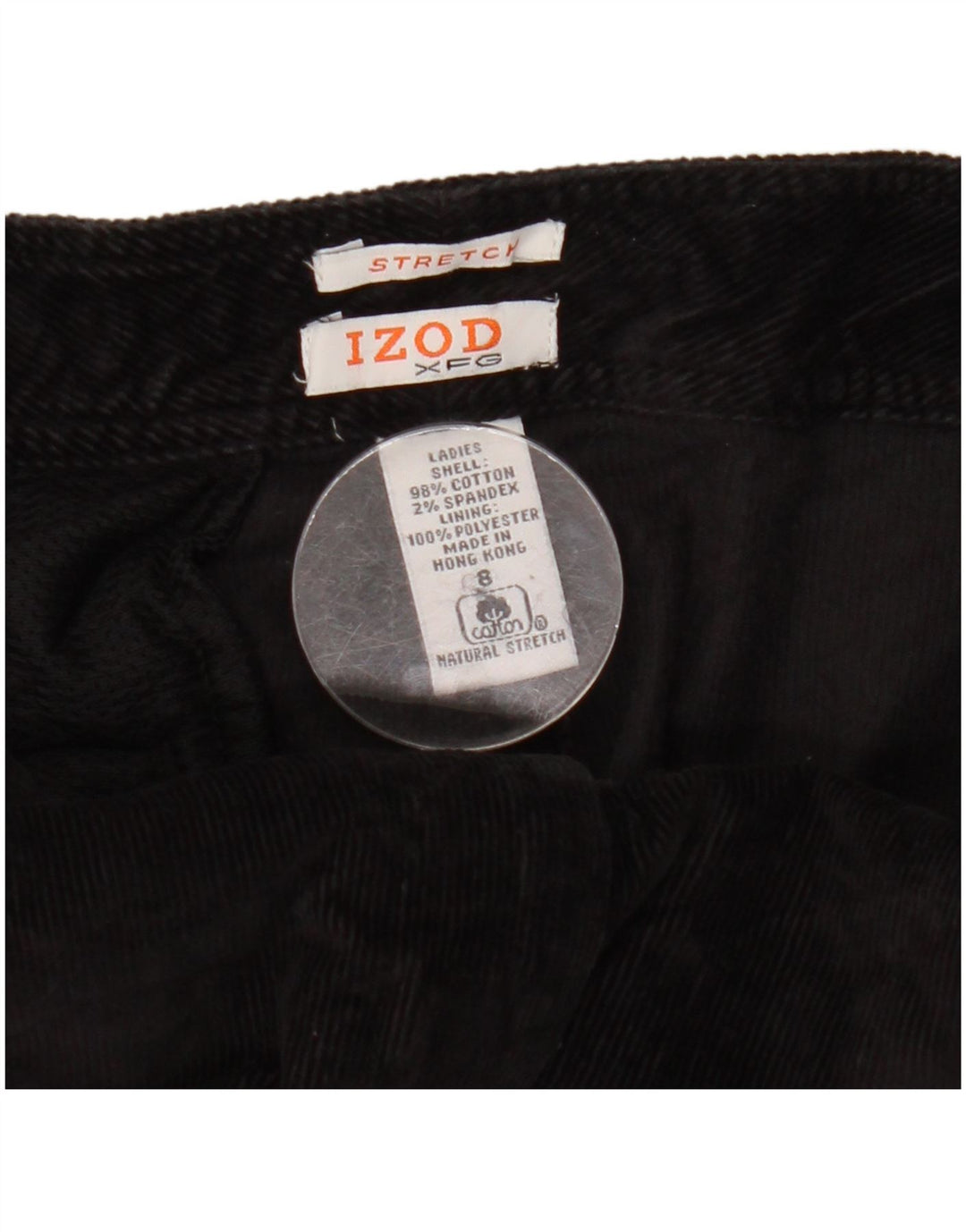 Pantaloni da donna Izod Capri Cargo in velluto a coste US 8 Medium W30 L22 Cotone nero