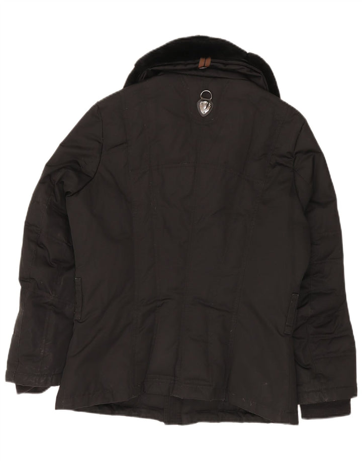 PIERO GUIDI Giacca imbottita oversize da donna UK 10 piccola in cotone nero