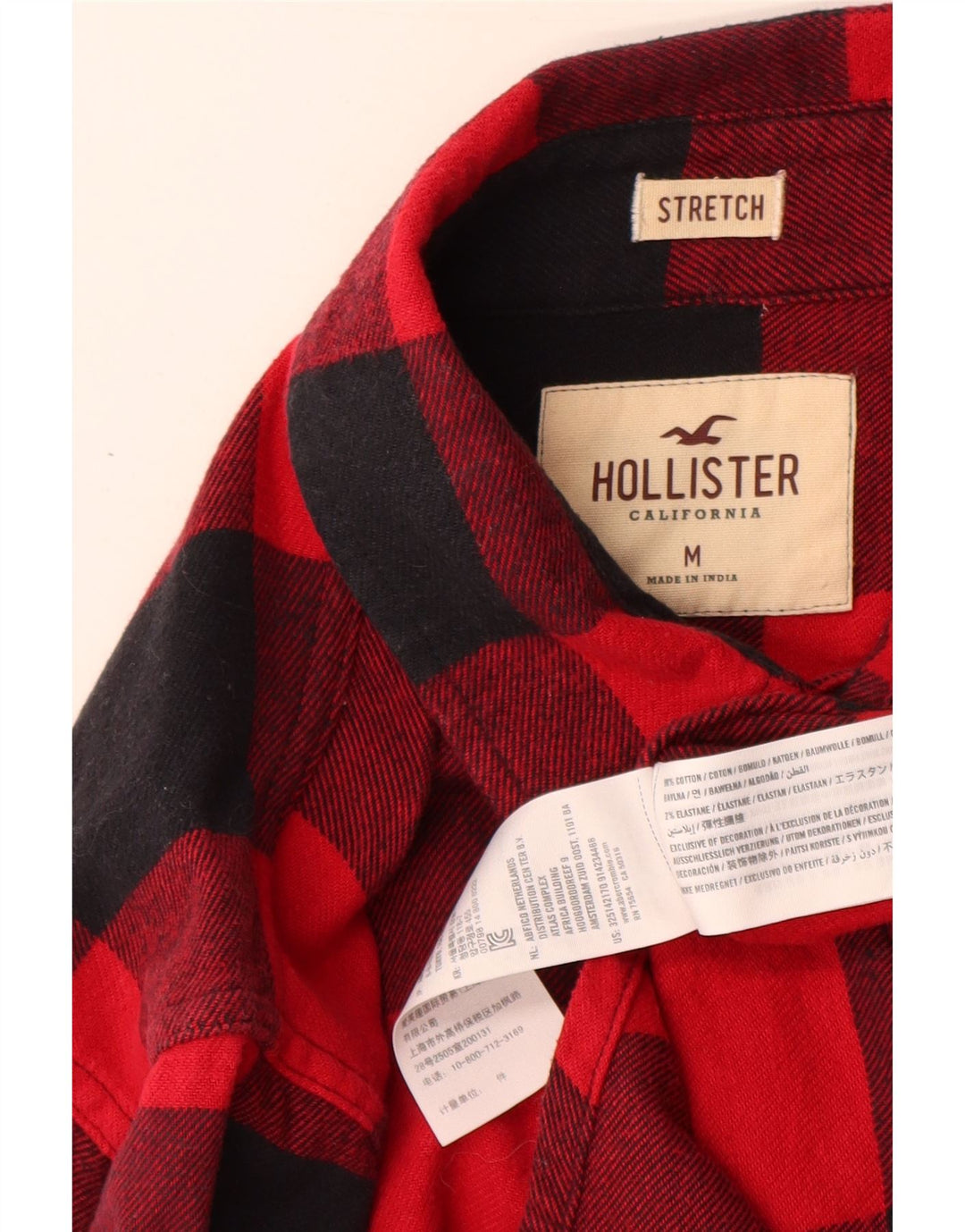 Camicia Hollister da uomo in flanella di cotone a quadretti rosso medio