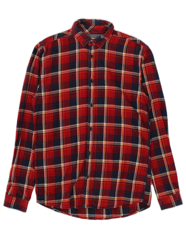 JACK & JONES Mens Flannel Shirt Medium Red Check Vintage Jack & Jones and Second-Hand Jack & Jones from Messina Hembry 