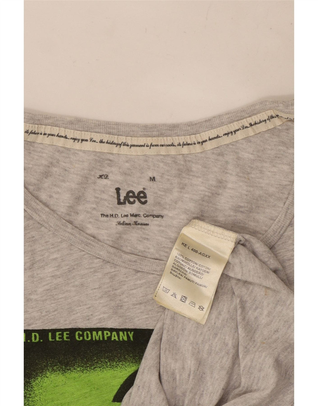 Maglietta grafica da donna Lee Top UK 12 Cotone grigio medio