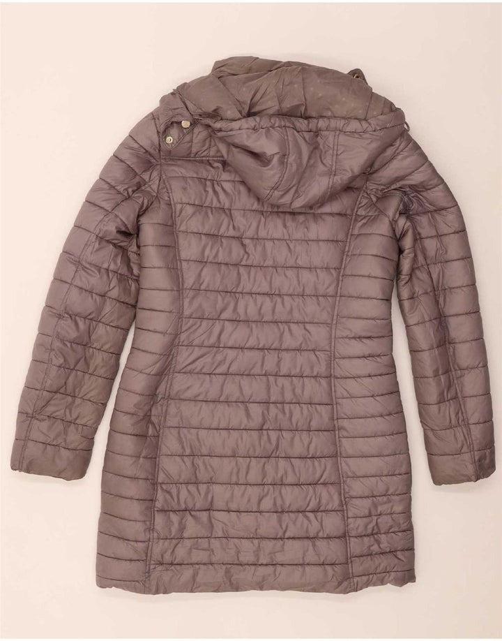Joules Cappotto imbottito con cappuccio da donna UK 12 Poliestere grigio medio