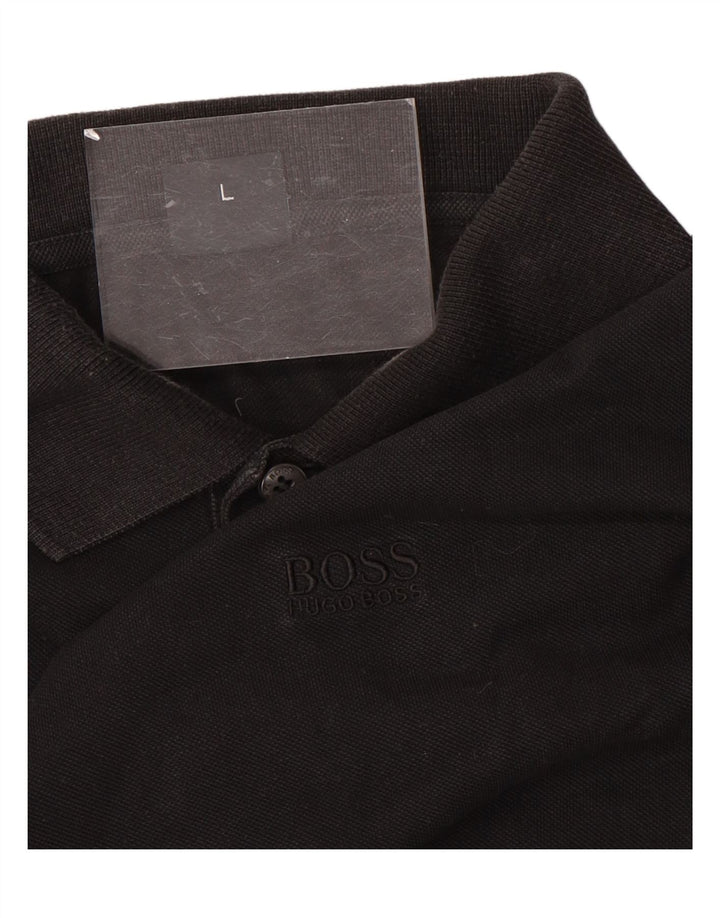 Polo da uomo Hugo Boss grande in cotone nero