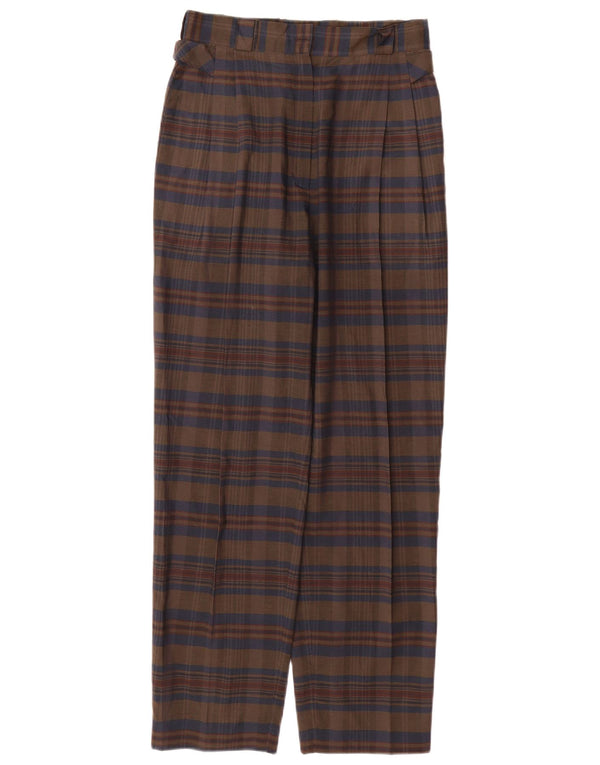 Pantaloni chino da donna a vita alta VINTAGE IT 44 medio W26 L29 marrone a quadri