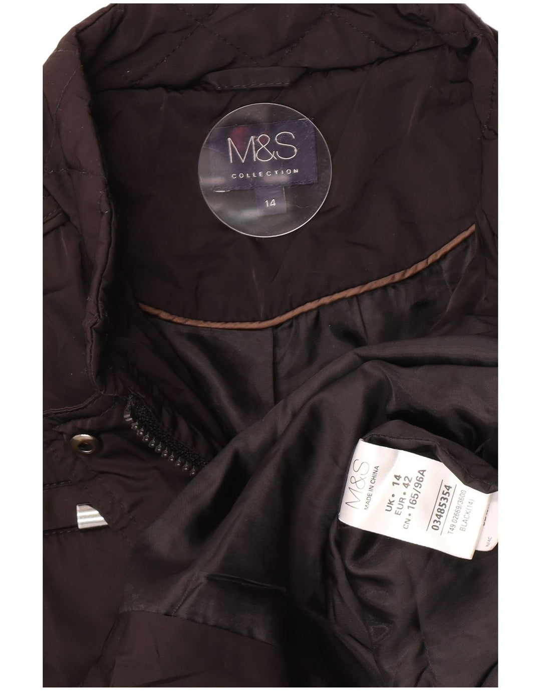 Giacca trapuntata da donna Marks & Spencer UK 14 grande poliestere nero