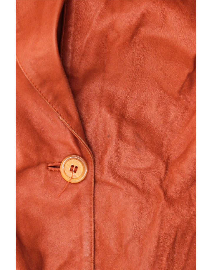 ELEGANCE PARIS Giacca blazer a 2 bottoni da donna UK 20 2XL Pelle marrone