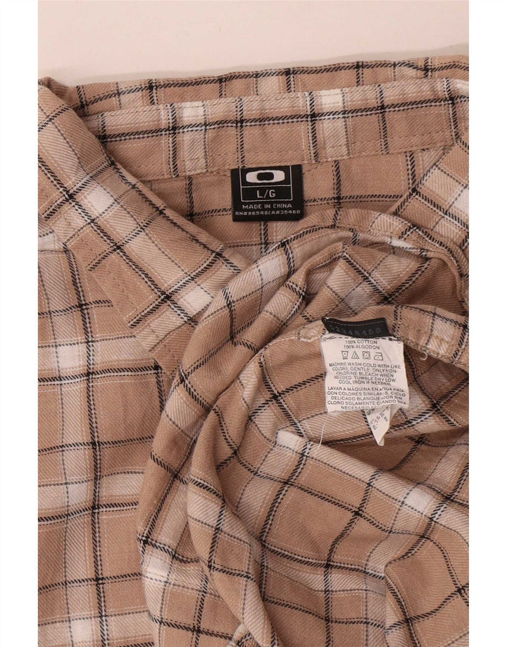 Camicia Oakley da uomo in flanella di cotone a quadri beige grande