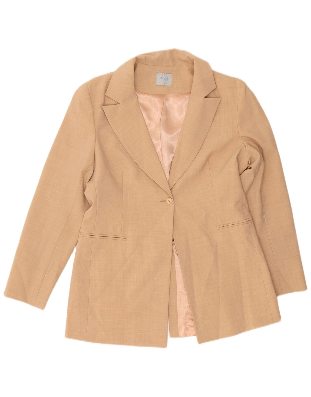 Giacca blazer a 1 bottone da donna Oasis UK 14 Poliestere beige medio