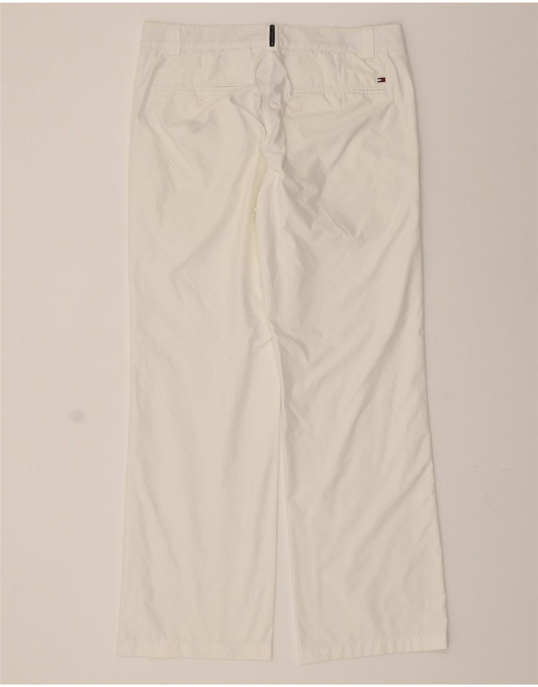 TOMMY HILFIGER Womens Straight Casual Trousers W32 L30 White Polyester Vintage Tommy Hilfiger and Second-Hand Tommy Hilfiger from Messina Hembry 