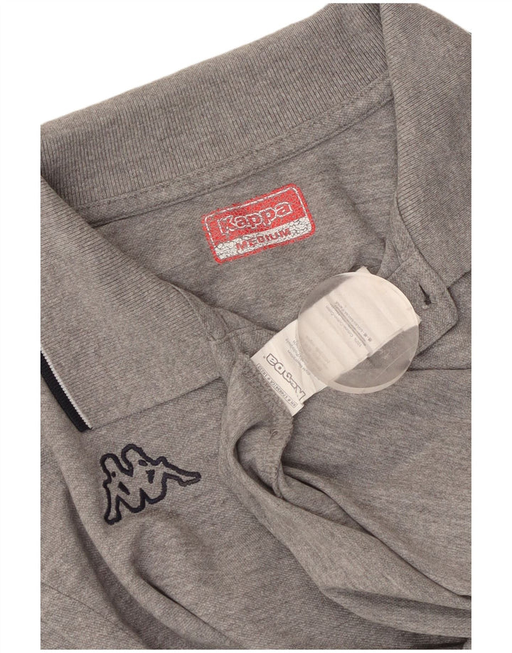 Polo KAPPA da uomo a maniche lunghe in cotone mélange grigio medio