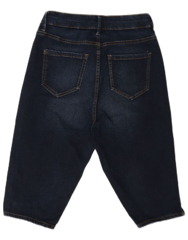 Pantaloncini di jeans Bermuda da donna Marks & Spencer UK 8 piccoli W26 cotone blu navy