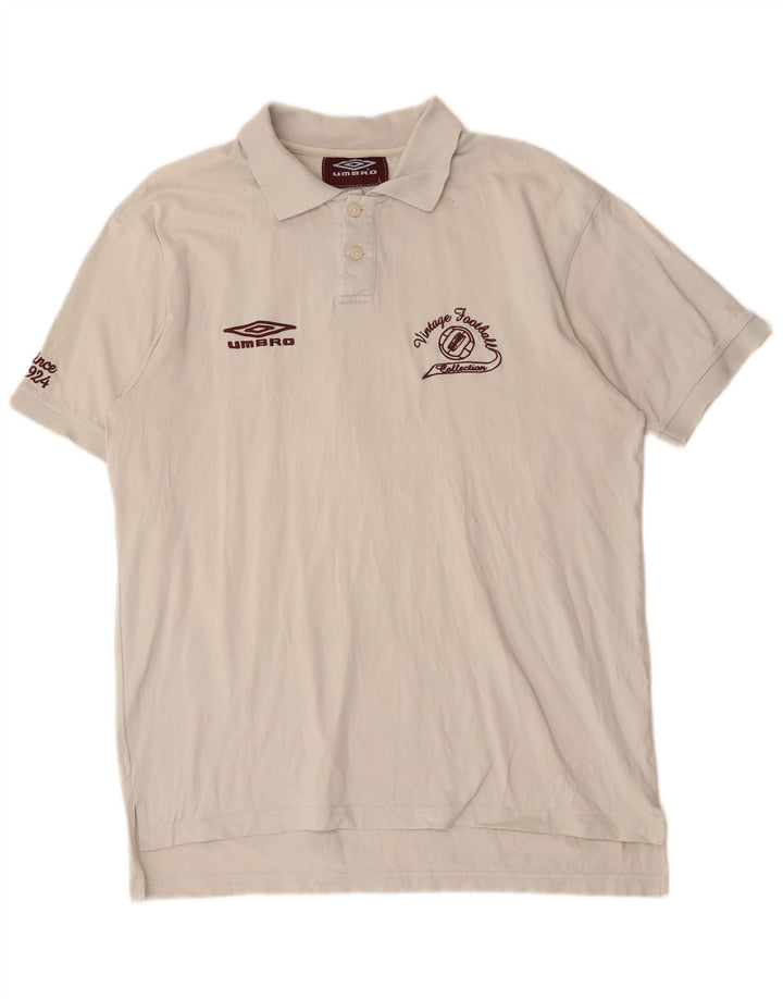 Polo grafica da uomo Umbro grande in cotone bianco