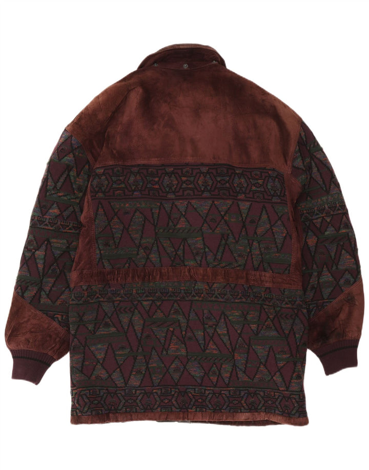 Cappotto giacca a vento in pelle scamosciata da uomo Torras EU 56 3XL Marrone geometrico