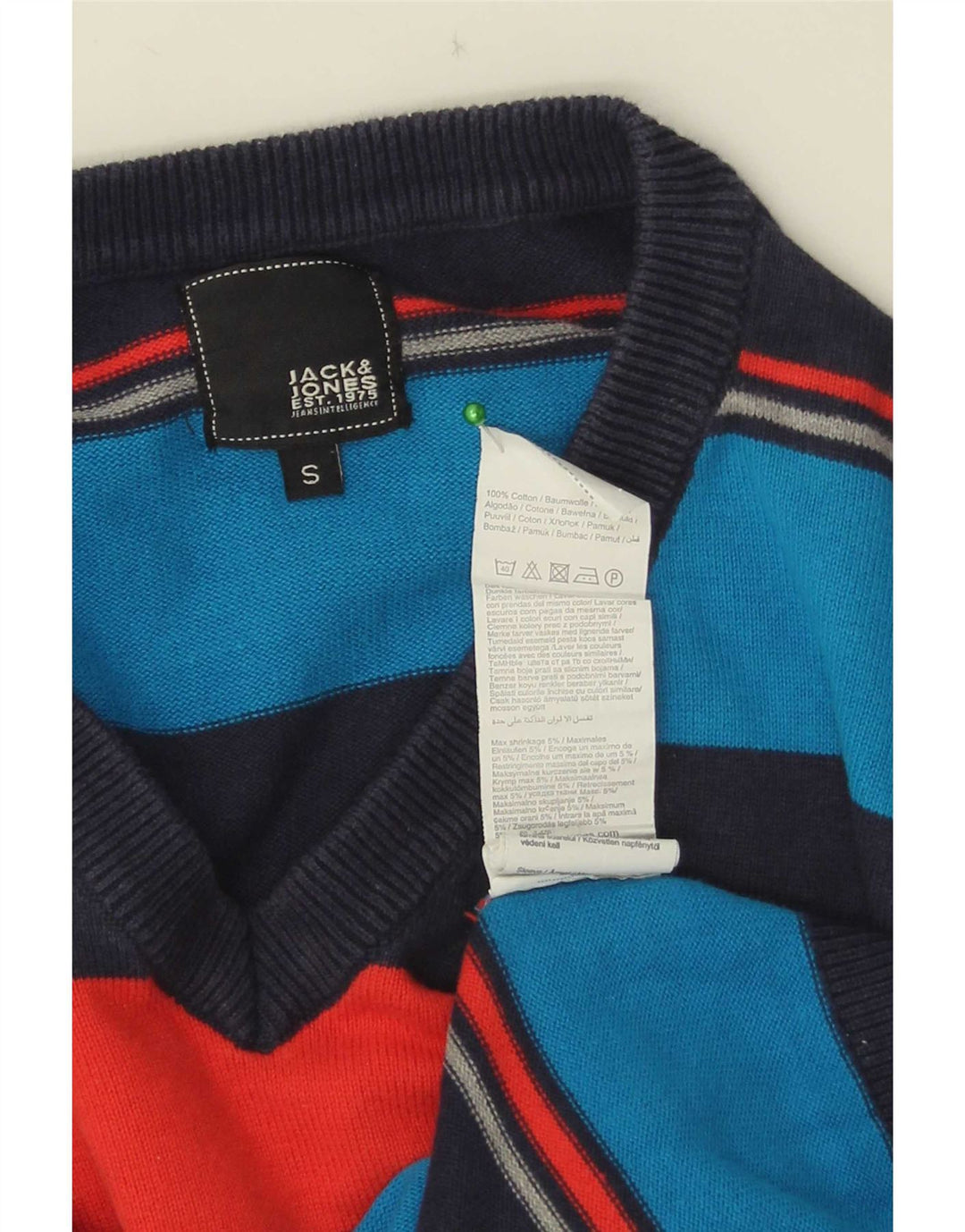 Jack & Jones Maglione da uomo con scollo a V piccolo cotone a righe multicolore