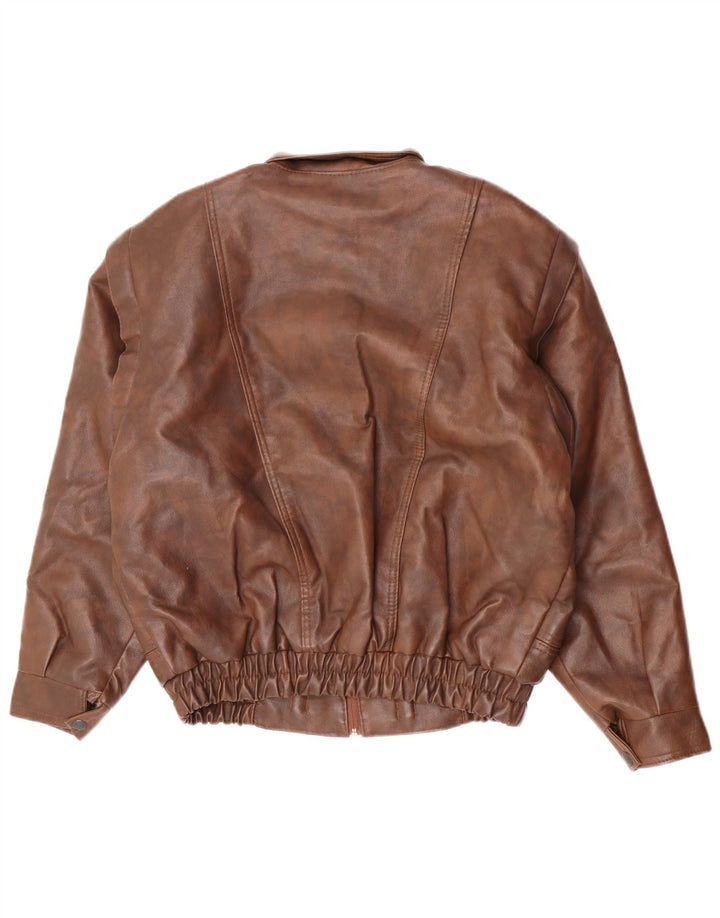 Giacca in pelle vintage da uomo IT 50 grande marrone