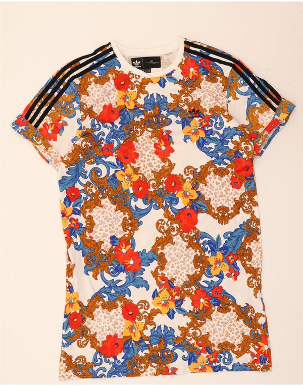 Abito t-shirt grafica Adidas da donna Her UK 14 medio multicolore floreale