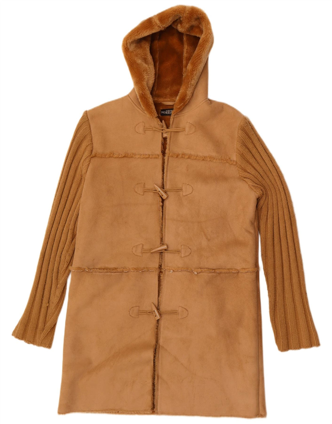 Montgomery Sherpa con cappuccio da donna vintage UK 14 Poliestere marrone medio