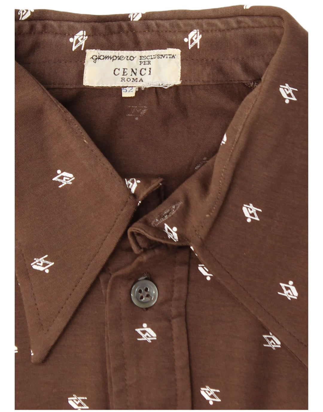 Camicia pullover a maniche corte da donna VINTAGE IT 52 2XL Marrone geometrico