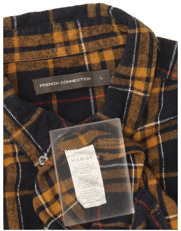 Camicia da uomo in flanella French Connection grande cotone a quadri blu navy