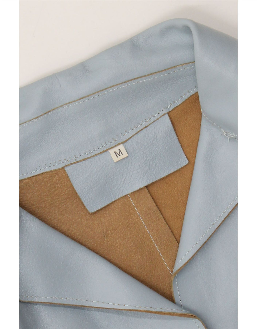 Giacca blazer in pelle da donna a 2 bottoni VINTAGE UK 12 blu medio