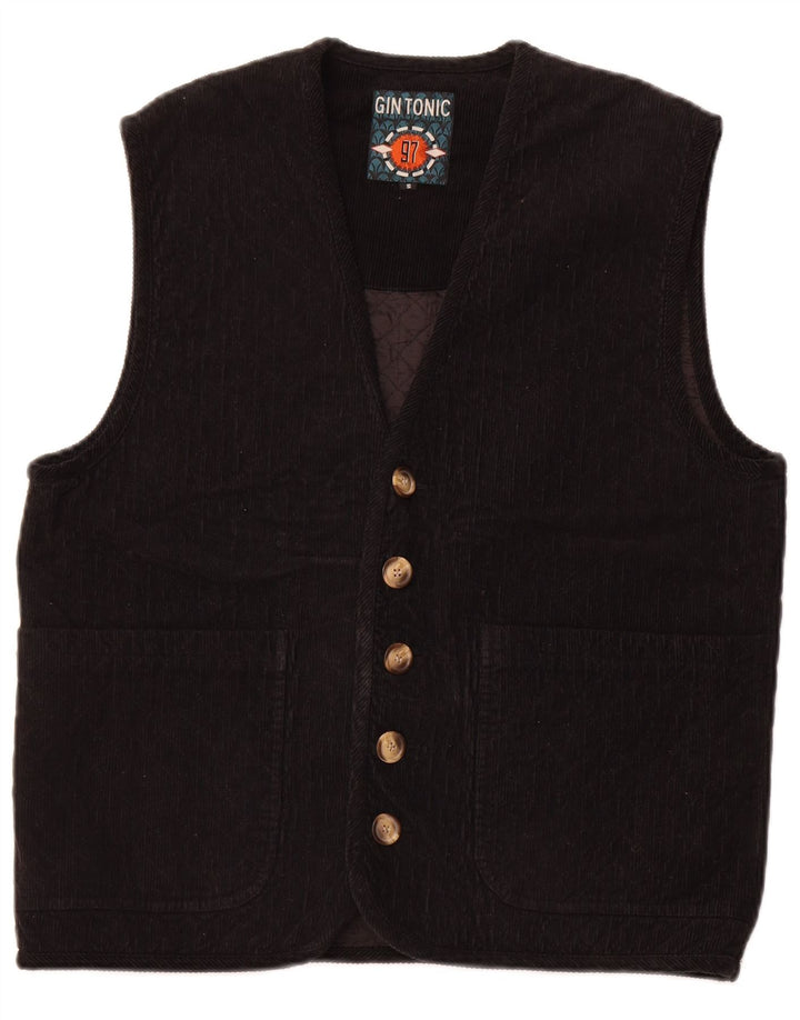 GIN TONIC Gilet da uomo in velluto a coste trapuntato UK 36 piccolo cotone nero