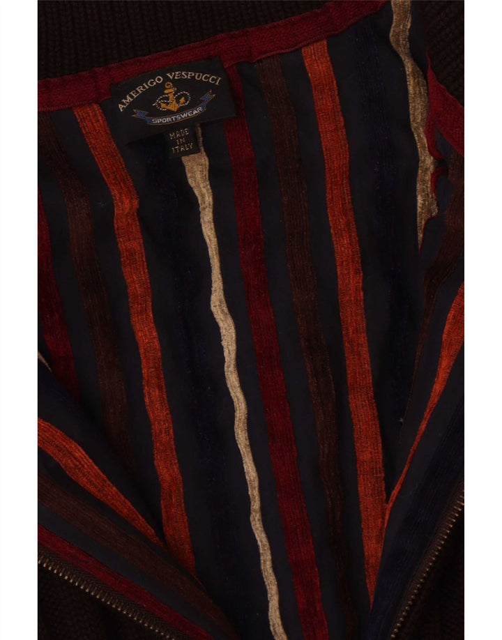 Maglione cardigan con zip intera da uomo Amerigo Vespucci grande marrone