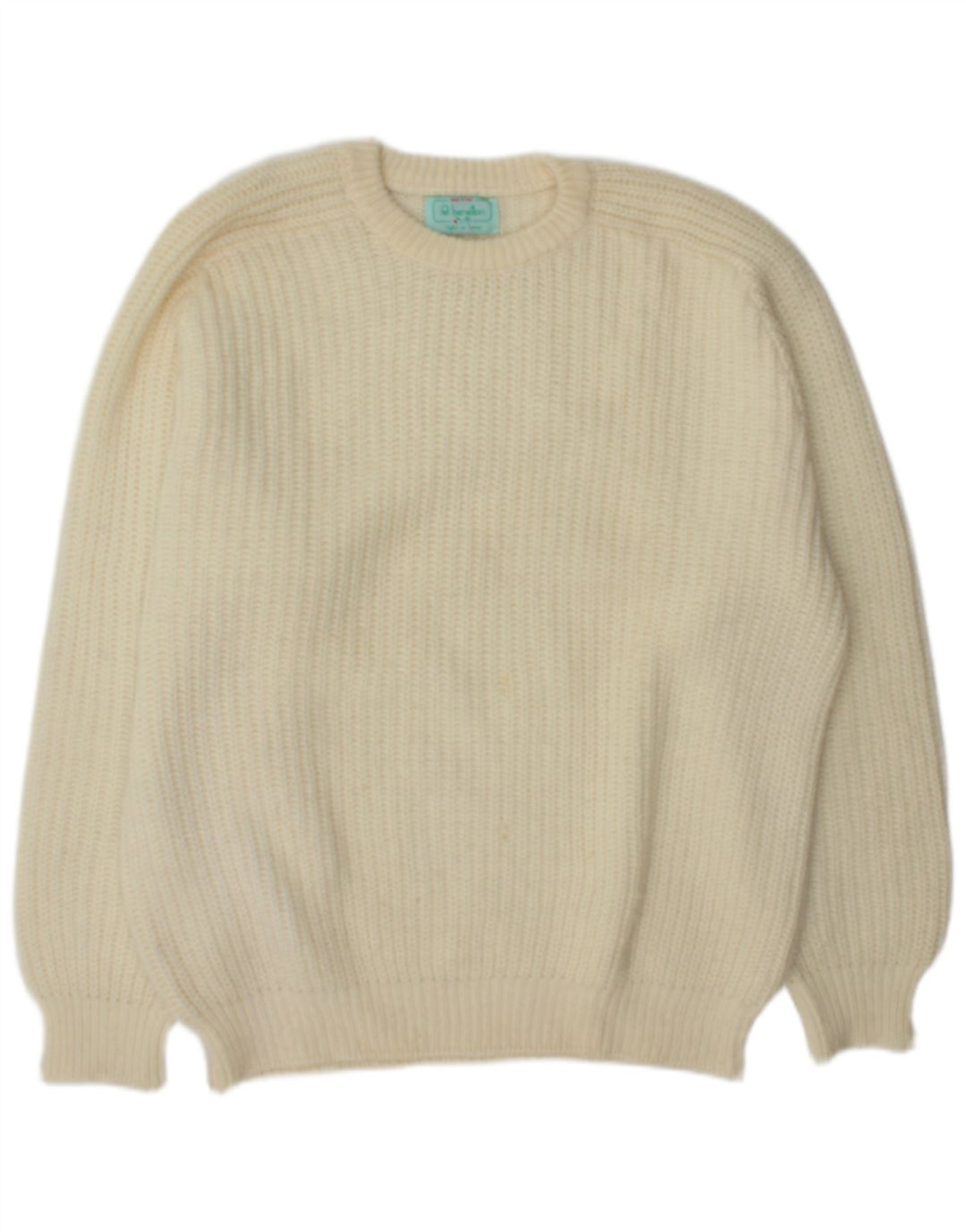 Maglione da uomo con scollo a barca Benetton XL bianco sporco
