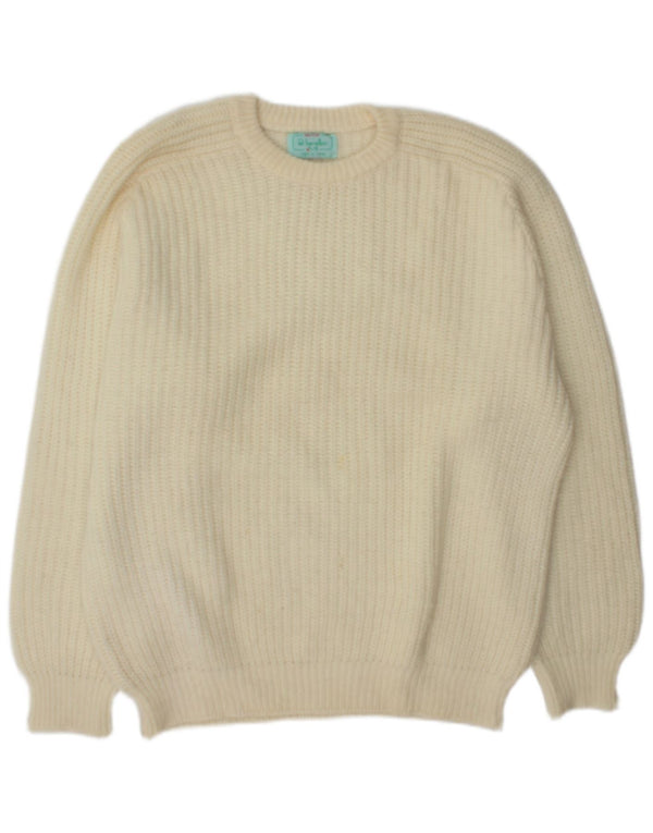 Maglione da uomo con scollo a barca Benetton XL bianco sporco