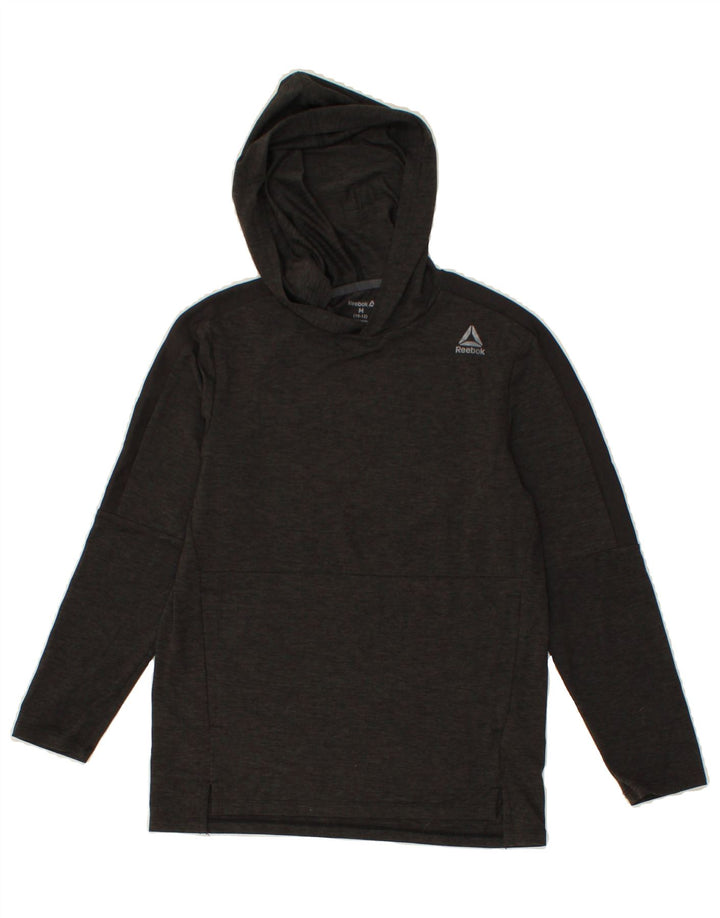 REEBOK Boys Hooded Top Long Sleeve 10-11 Years Medium Grey Polyester Vintage Reebok and Second-Hand Reebok from Messina Hembry 