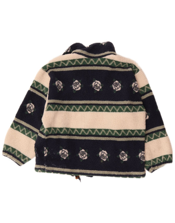 Maglione in pile da donna vintage con zip e collo UK 18 XL floreale multicolore